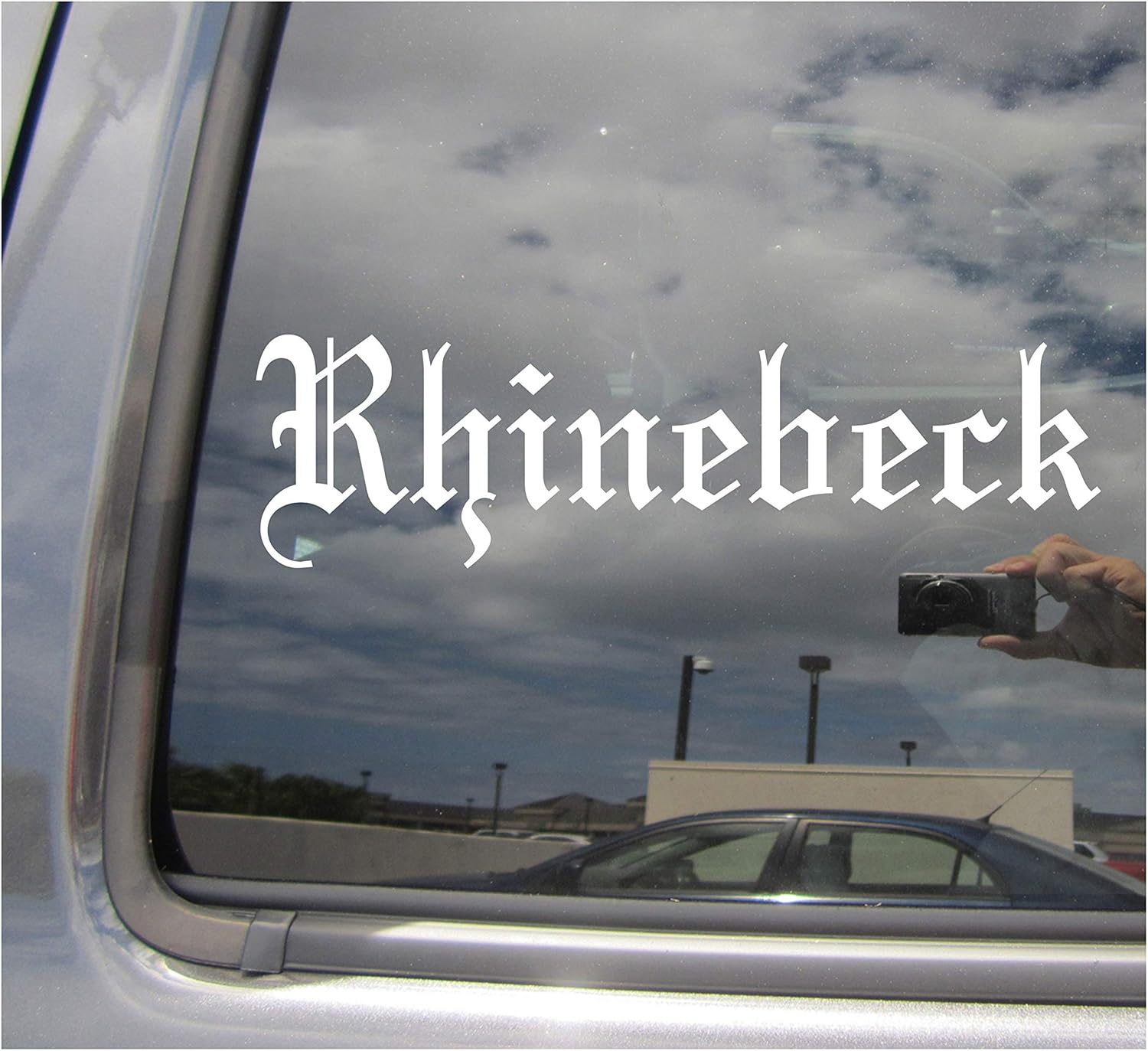 Rhinebeck - City Town Village County New York Old English Letters Car Truck Van Moped Helmet Hard Hat Auto Automotive Craft Cup Tumbler Laptop Vinyl Decal Bumper Window Wall Sticker 19197