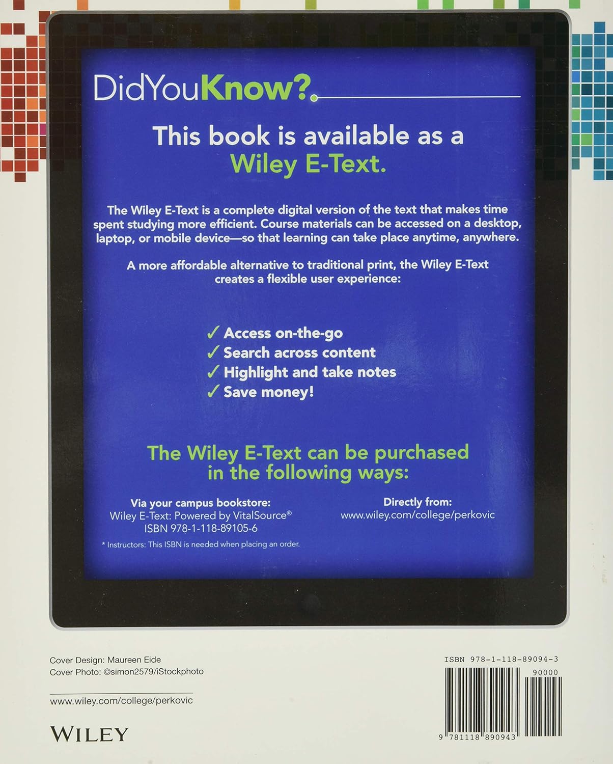 Back cover of Introduction to Computing Using Python book highlighting Wiley E-Text