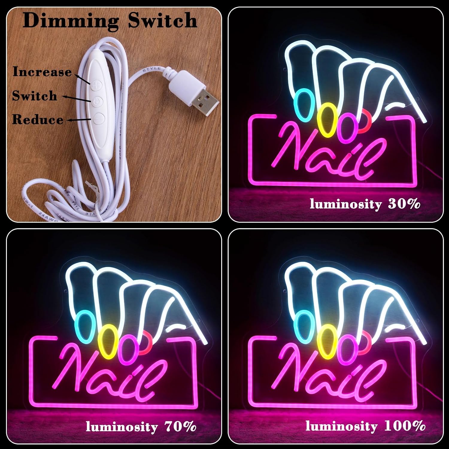 Nail Neon LED Sign Pink Nail Salon Neon Lights for Beauty Room Decor Manicure Shop Open Welcome Signage Business Store Sign Gift for Girls Neon Lamp