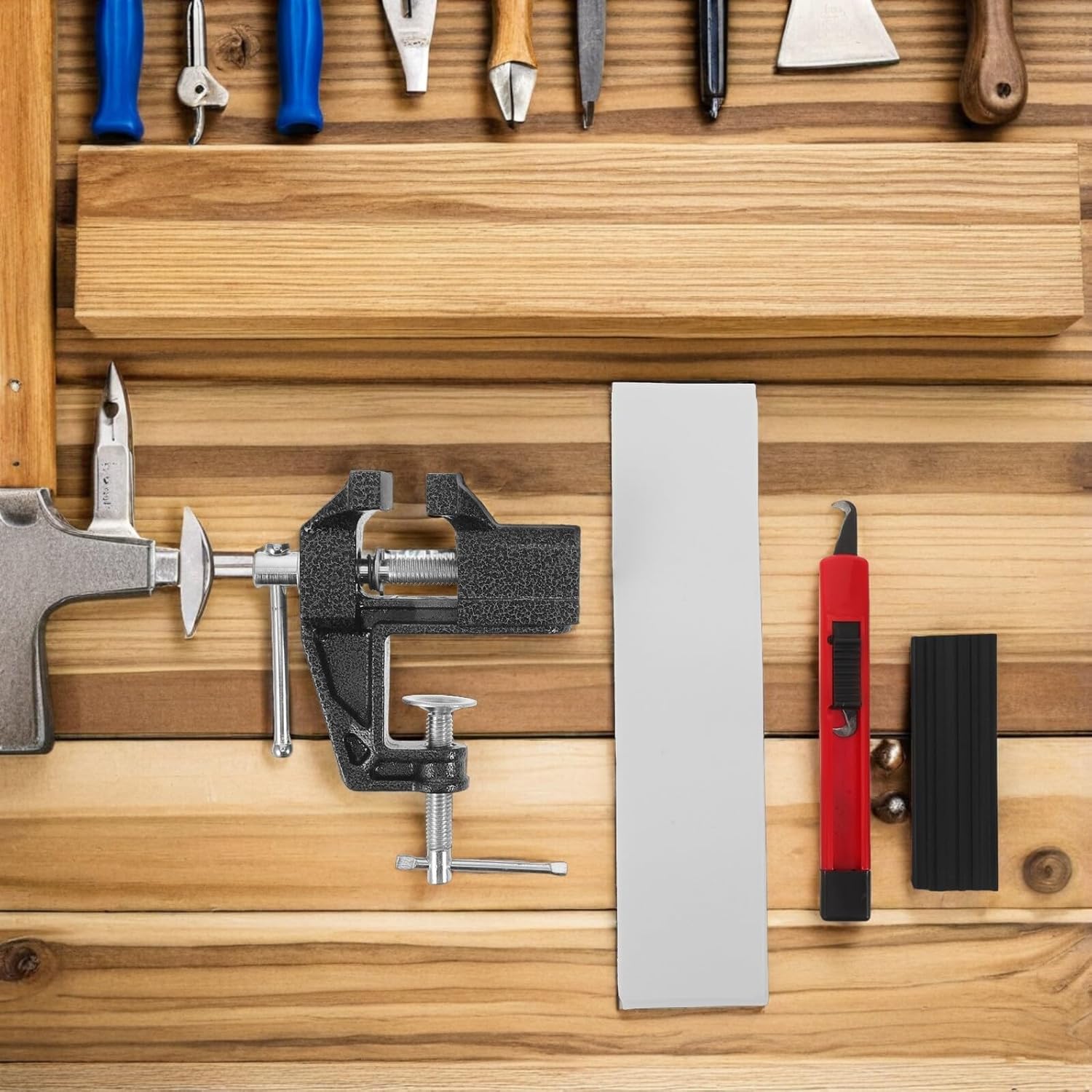 Hemoton Golf Grip Replacement Kit with Mini Table Vise Rubber Clamp Double-Sided Tape Removal Hook Knife – Portable Grip Vise Clamp Set for Golf Club Regripping