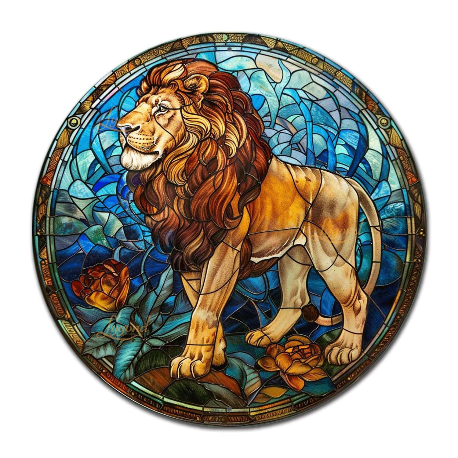 Amazon.co.jp: Lygond メタルサイン ブリキ看板 円形ステンドグラス