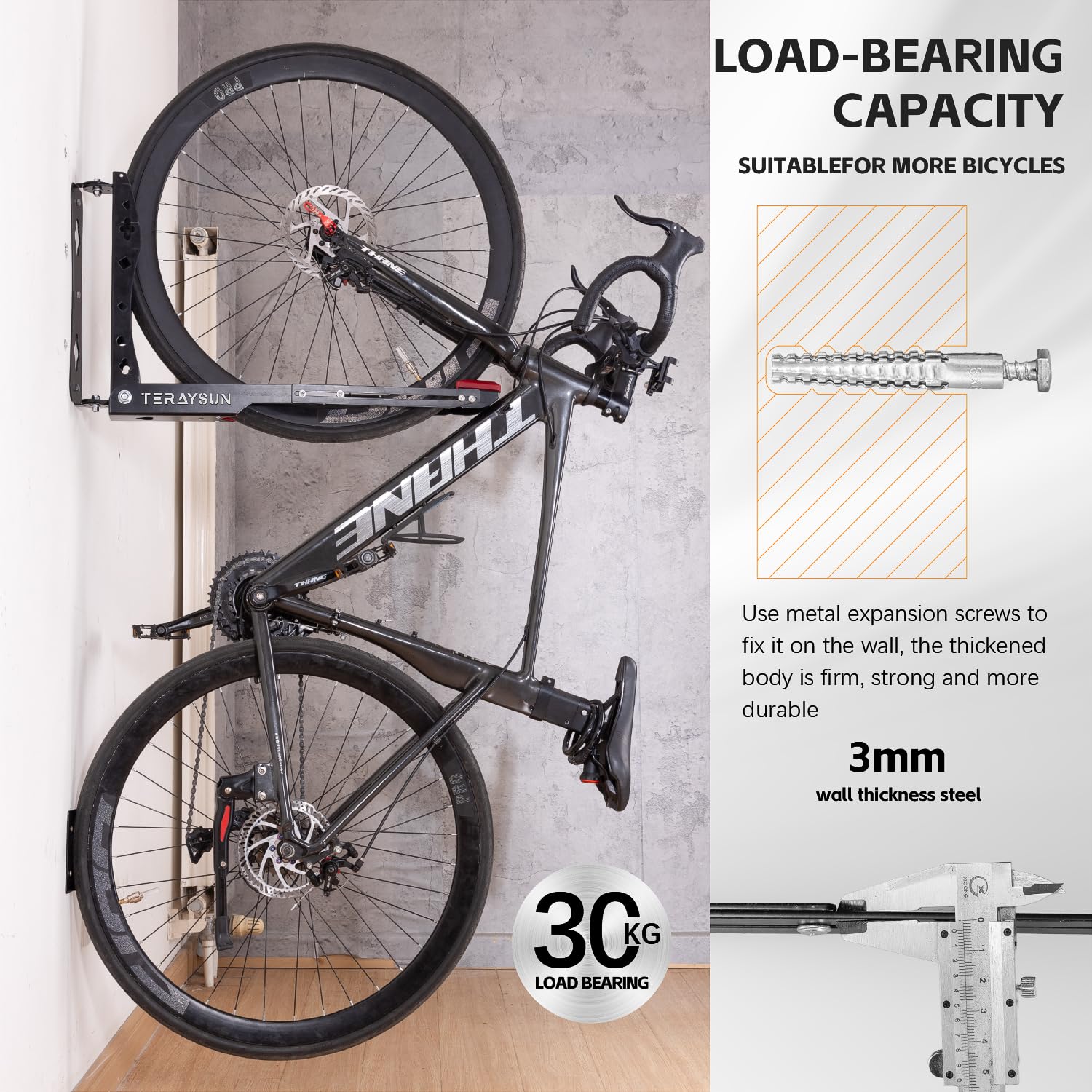 Fahrrad-Wandhalterung, Fahrradaufhänger für Garage, platzsparend, vielseitig verwendbar, einfach zu be- und zu entladen