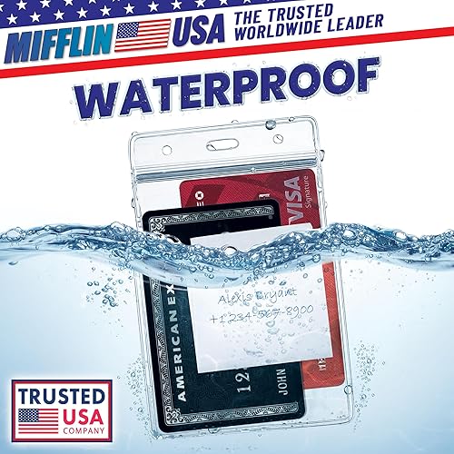 Miniatura 2 de Porta tarjetas vertical para tarjeta de identificación, de plástico transparente, resellable, resistente al agua