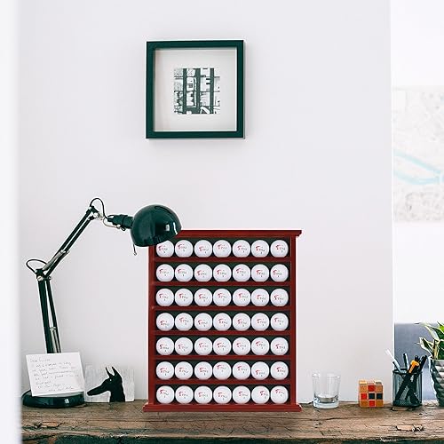 Vista 6 de DisplayGifts Regalo de golf 49-Estante de gabinete de exhibición de pelotas de golf, sin puerta abierta acabado de caoba Acabado en caoba