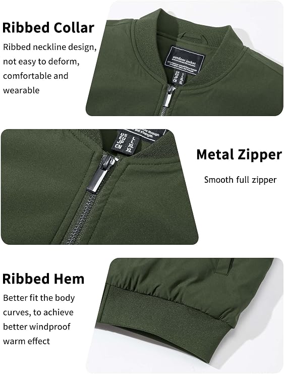 TACVASEN Men's Bomber Jackets Windproof Winter Bomber Coat Casual Zip Up Flying Jacket Warm Lined Baseball Coats