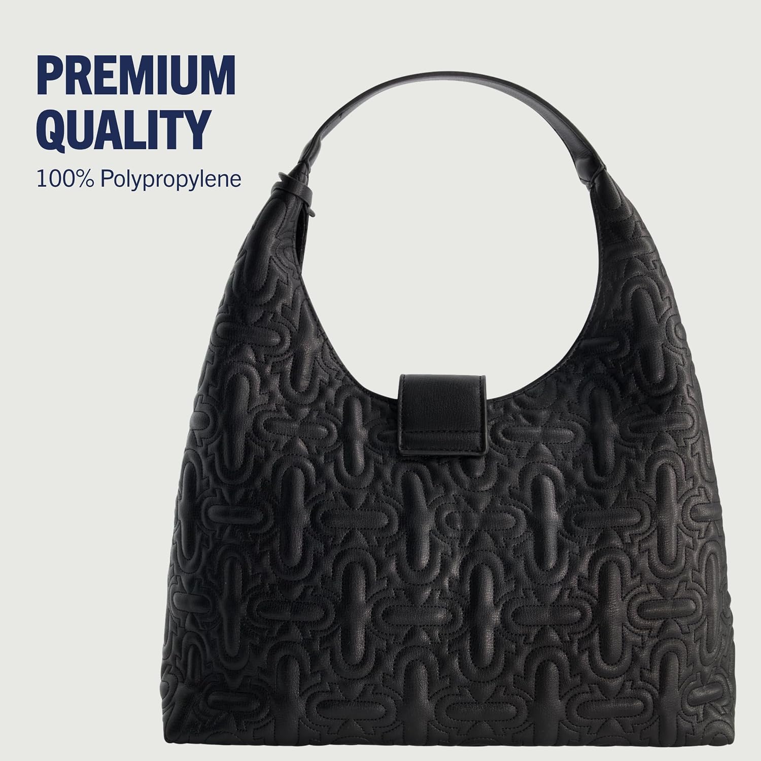 True Religion Women's Shoulder Bag Purse, Medium Quilted Hobo Handbag with Horseshoe Logo