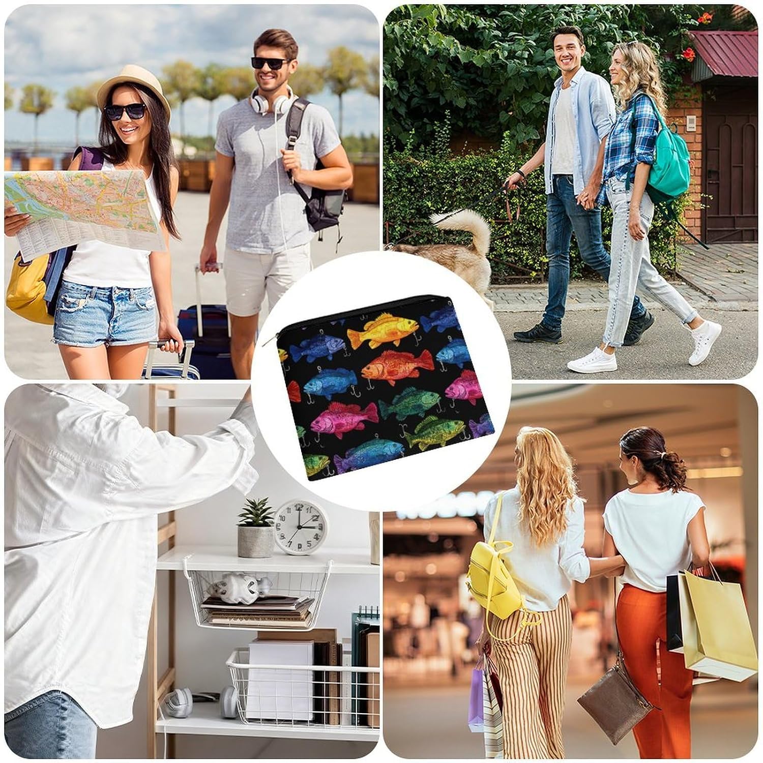 Colorful Fish Hook Fishing Hunting Makeup Bag Travel Pencil Case image 4