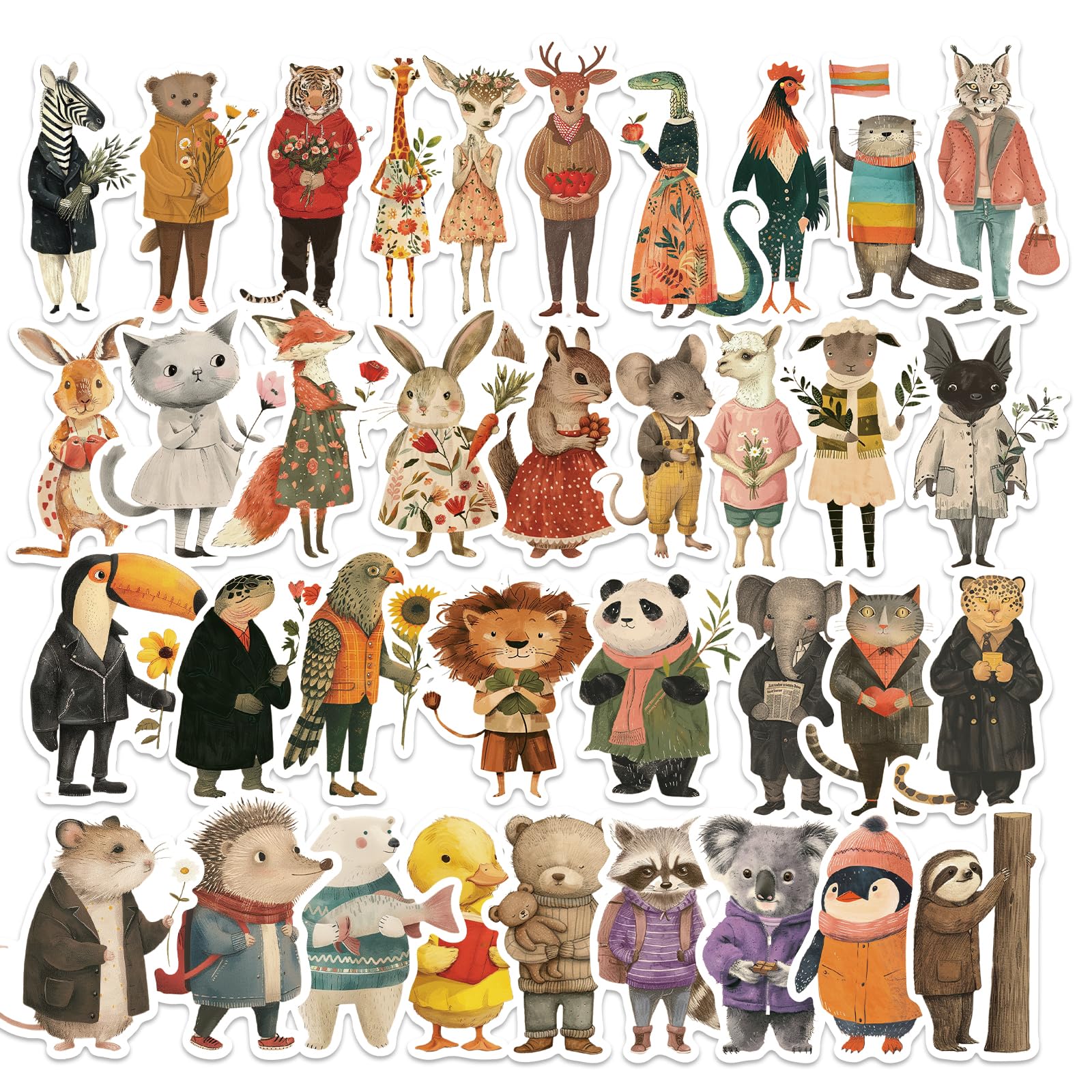 50 pegatinas de animales de vinilo impermeable Ychsring para botellas y portátiles