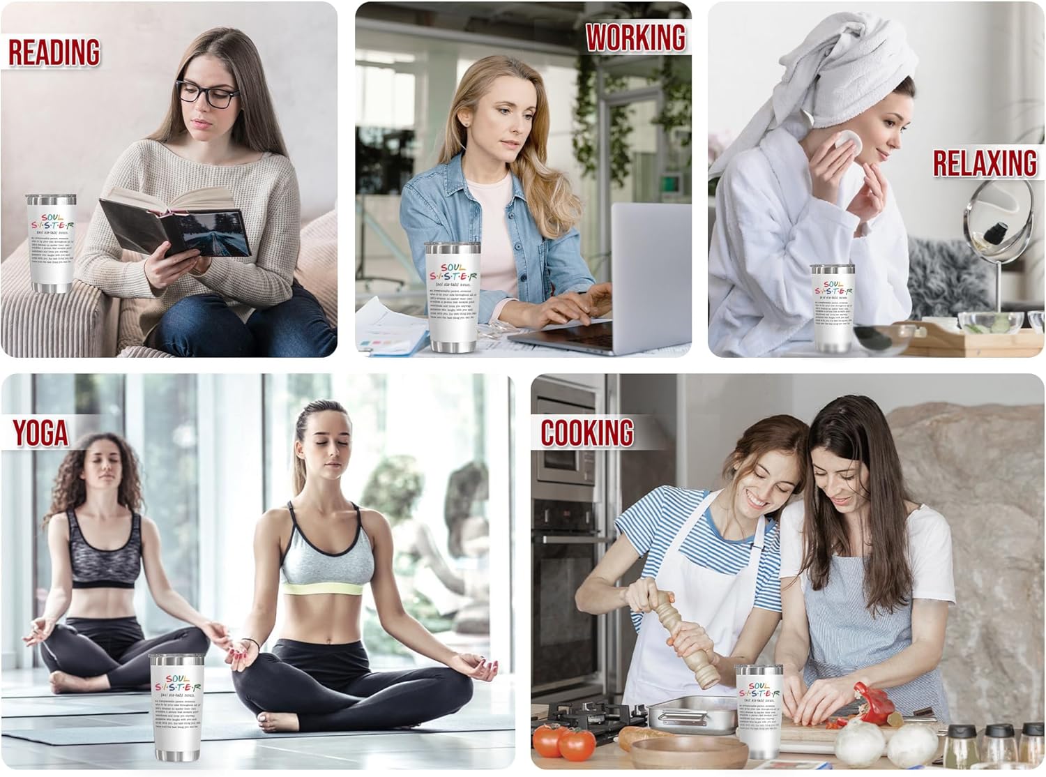 TEEZWONDER Valentines Galentines Day Gifts for Women Friends - Soul Sister Stainless Steel Insulated Tumbler with Lid 20 oz - Inspirational Birthday Friendship Gifts for Women Friend BFF Work Besties - Image 5