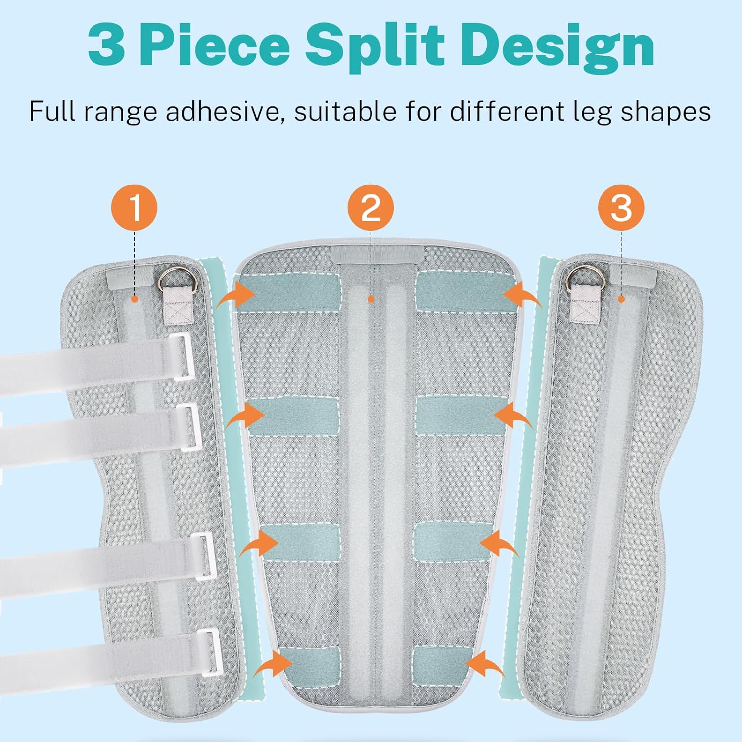 Knee Immobilizer Brace for Men Women, Adjustable Leg Splint with 4 Rigid Aluminum Splints for Post-Surgery Recovery, Breathable Knee Support for Injury with Free Walking Assistance Strapr (gray,M)