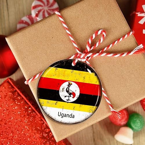 Miniatura 4 de Guangpat The Flag of Uganda - Adorno de Navidad personalizado 2023 Shabby Chic Uganda Adornos de árbol de Navidad acrílico Country City Souvenir