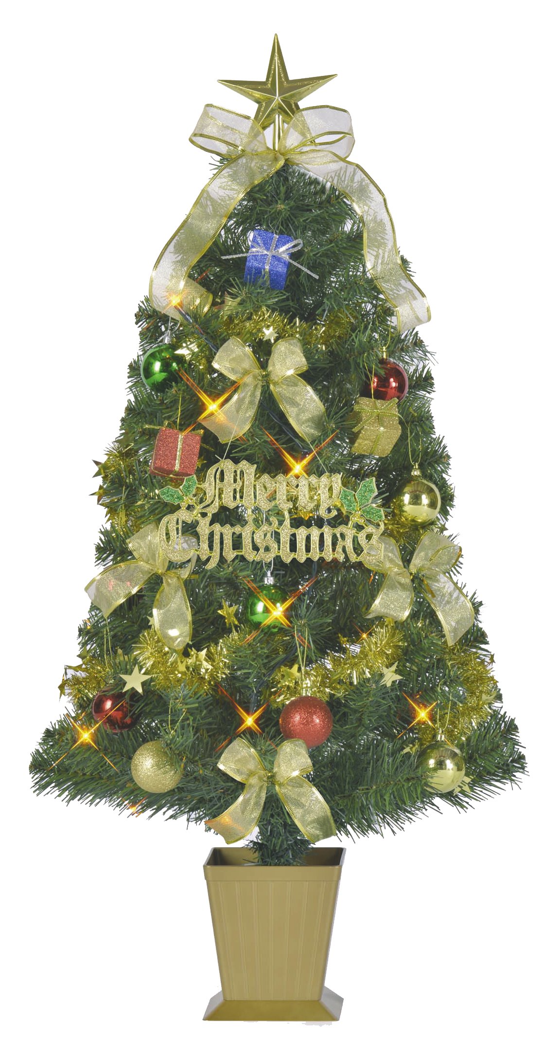 Amazon | セットツリー カラフルゴールド 四角ポット 105cm