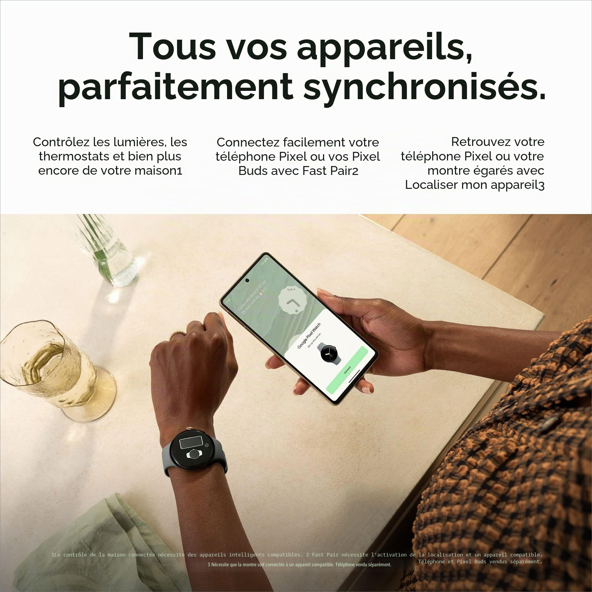 Google Pixel Watch LTE 41 mm avec bracelet en acier inoxydable mat noir obsidienne (remis à neuf)