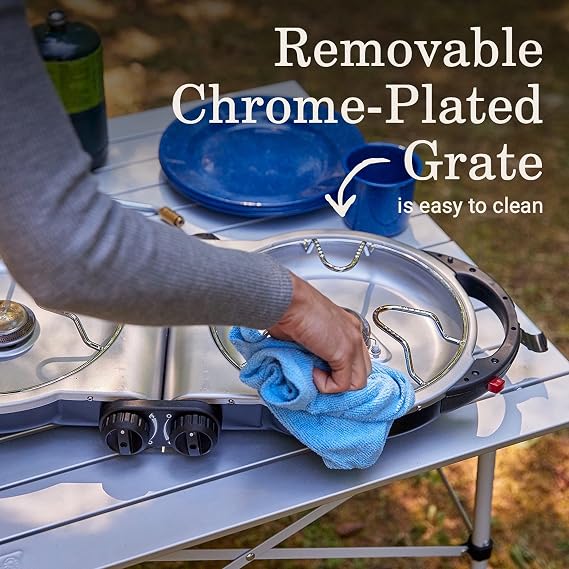 Coleman Fold N Go 2-Burner Propane Stove, Dual Adjustable Burners with 20,000 BTUs of Power & InstaStart Ignition, Great for Camping, Tailgating, Grilling, More