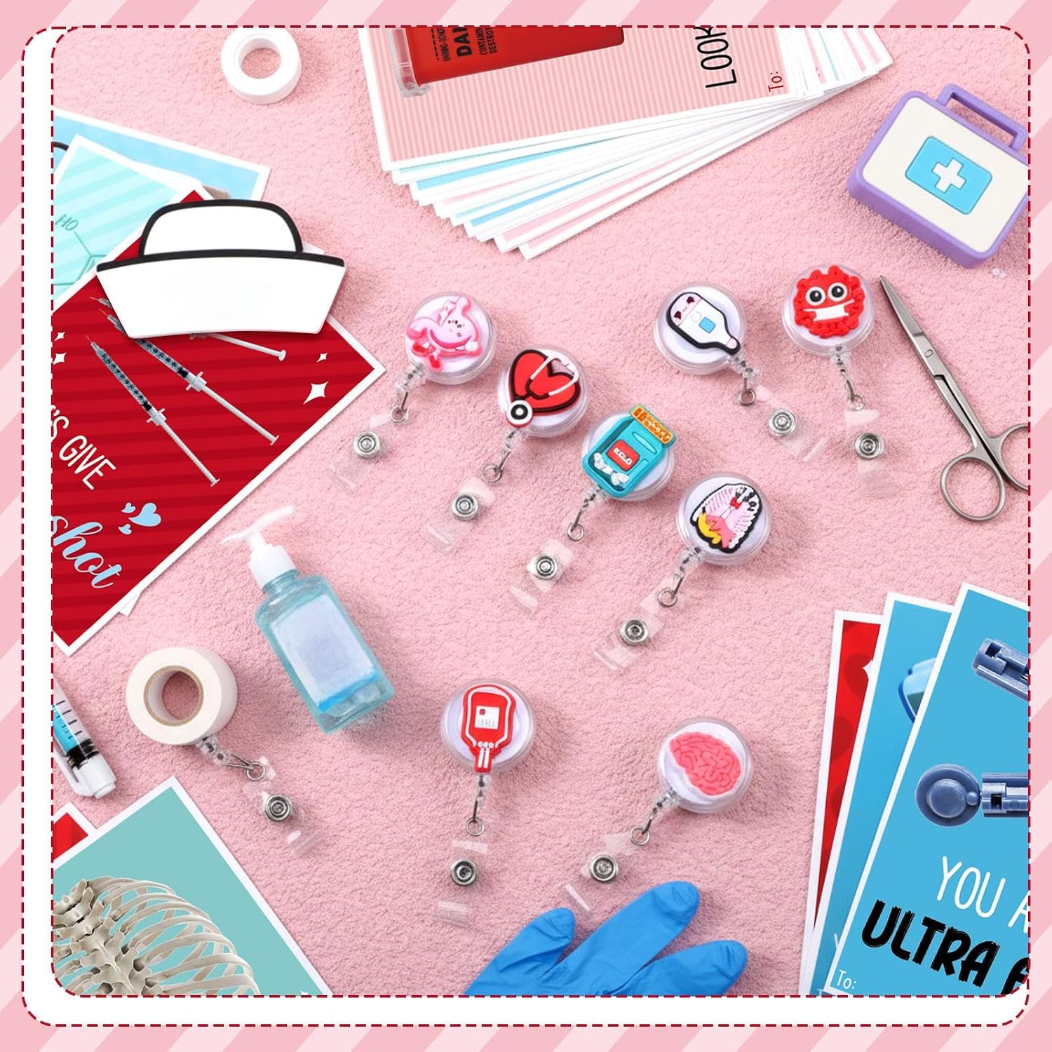 Geyoga 30 Sets Nurse Badge Reels Lanyard Retractable Medical Badge Holder Gifts with Healthcare Worker Thank You Card for Christmas Nurses Doctors ID Name Cards Emts Medical Staff(Doctor Style)