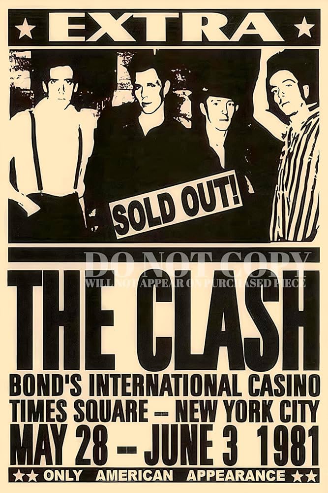 Amazon.com: The Clash Band Concert Poster 11 X 17 | Legendary 1981