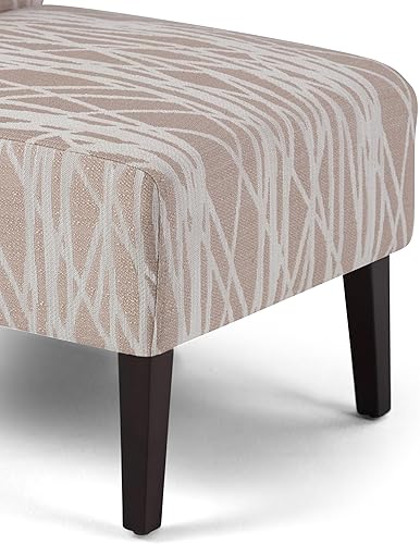 Miniatura 9 de SIMPLIHOME Woodford - Silla transitoria de 22.0in de ancho, en tela estampada, color beige, blanco, con espuma de alta densidad, patas de madera