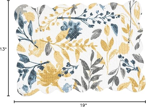 Miniatura 7 de C&F Home Mantel individual rectangular de algodón festoneado de 13 x 19 pulgadas, diseño floral natural para el hogar, para todas las estaciones,