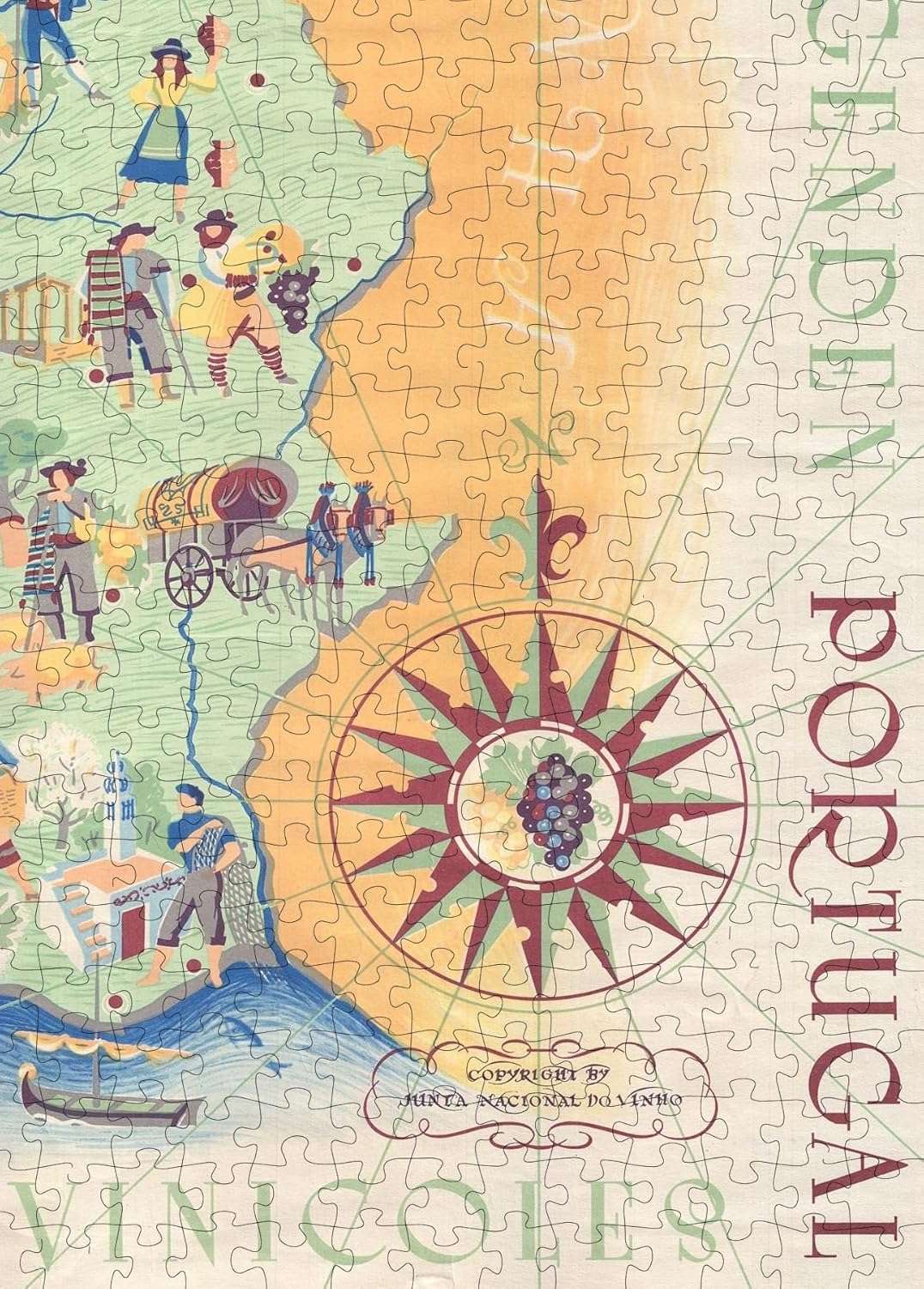 1959 MaÌrio Costa Pictorial Wine of Portugal Map | 1000 piece Adult Jigsaw Puzzle | Jigsaw Puzzle Game for Adults | Gift for Wine Lovers & Travel Enthusiasts