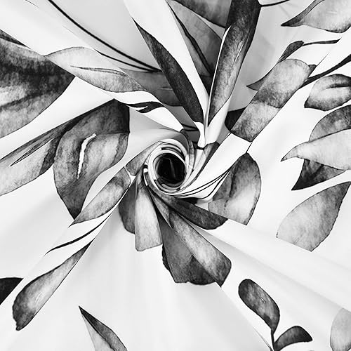 Miniatura 5 de Cortina de ducha gris para baño, juego de cortinas de ducha de eucalipto gris con hojas de acuarela, cortina de ducha de plantas, cortinas de baño