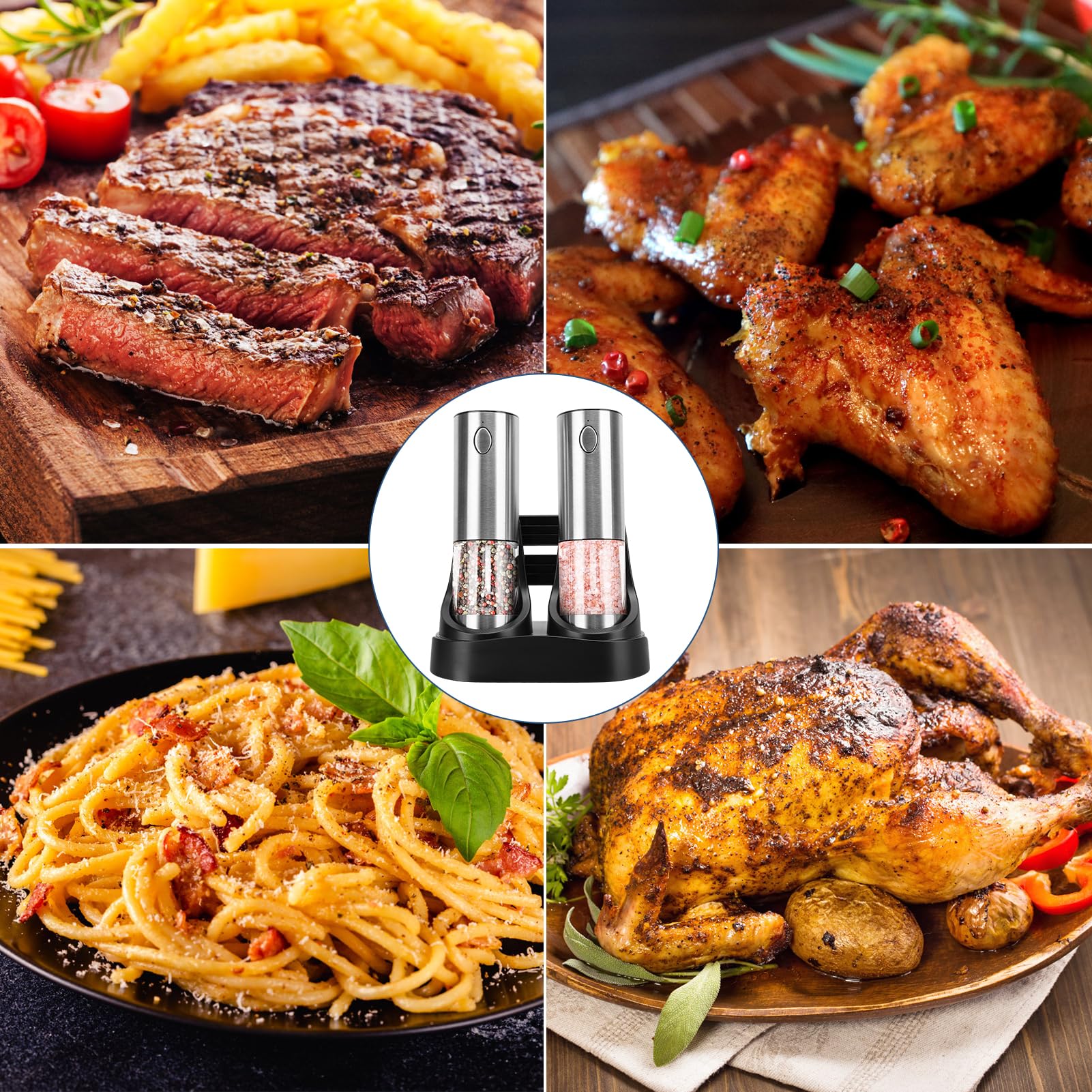 Macina Pepe Elettrico Ricaricabile - Doppia Base, Luce LED, Regolazione Rugosità - Foto 5