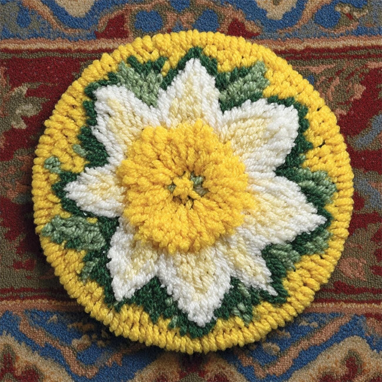 Kitquiver Latch Hook Rug Kits Cartoon Flowers 60x60cm