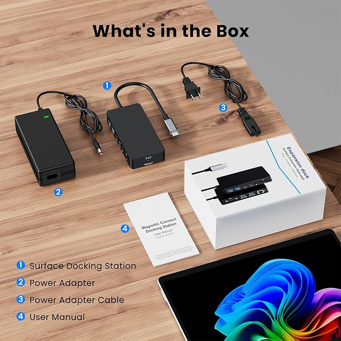Dock Thunderbolt 4 Surface 12 en 1, Triple Pantalla 4K, 100W, Hub USB-C miniatura 8
