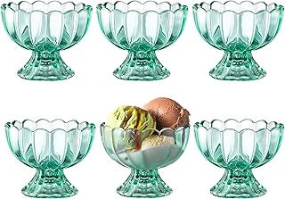 KMwares 6PCs Set 5oz Small Cute Footed Tulip Glass Dessert Bowls/Cups - ...