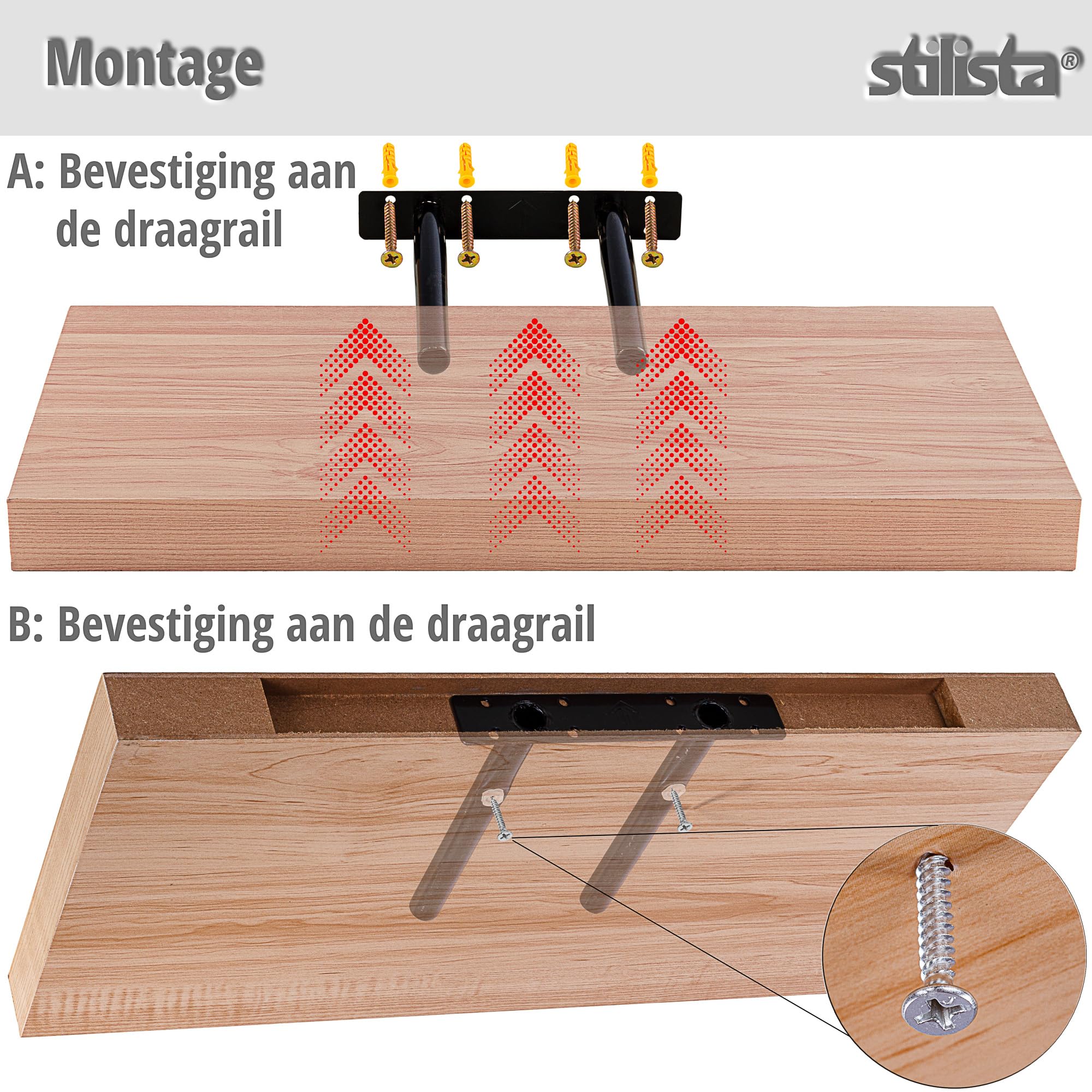 Zwevende Wandplank Wit Hoogglans 60 x 24 cm