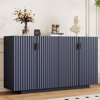 Amposei Modern Retro Sideboard Buffet Cabinet with Storage, 60-Inch TV Console Cabinet Credenza Dining Buffet Table with Adjustable Shelves for Living Room Kitchen Furniture(Antique Navy)