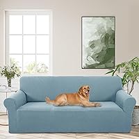 Vista 19 de Funda elástica para sofá, lavable, protector de muebles con espuma antideslizante y parte inferior elástica para niños, perros (sofá biplaza/beige)