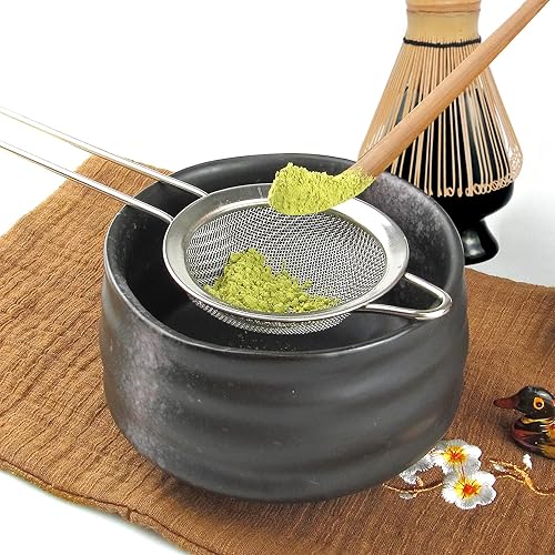 Miniatura 5 de Artcome Juego de té matcha japonés, 10 piezas, cuenco matcha, batidor matcha, soporte para batidor, cuchara tradicional, cuchara de té, paño de té,