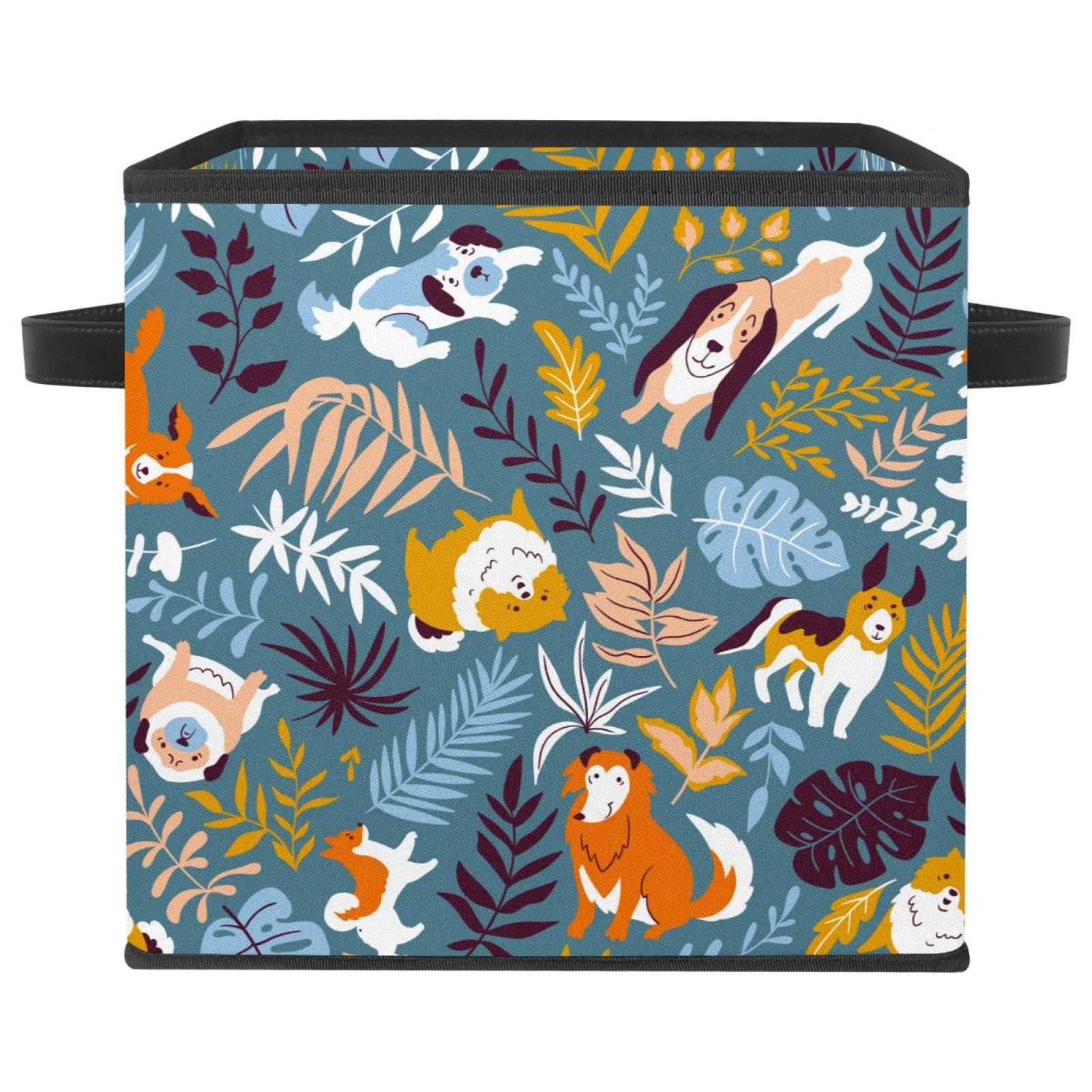 Boîte de rangement pliable en tissu bac de rangement avec poignées pour livre