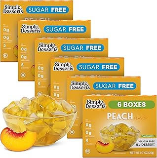 Simply Desserts Sugar-Free Peach Jel, 6-Pack – Gluten-Free Dessert, Vegan, Diabetic Friendly, Keto & Kosher, 1.7 Oz Ea