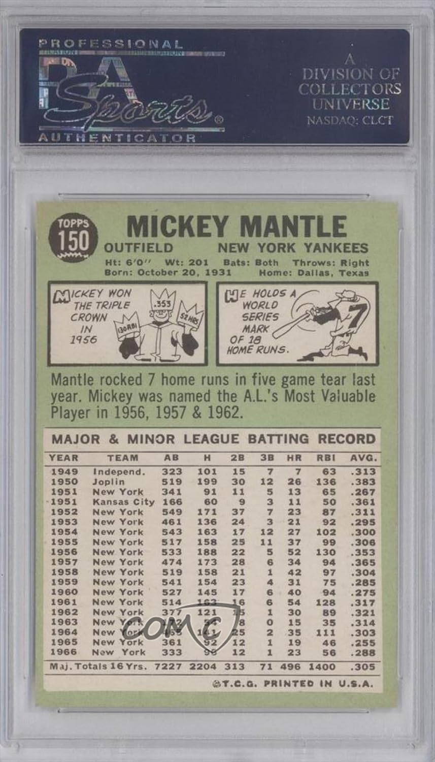 Mickey Mantle PSA GRADED 5 (Baseball Card) 1967 Topps - [Base] #150