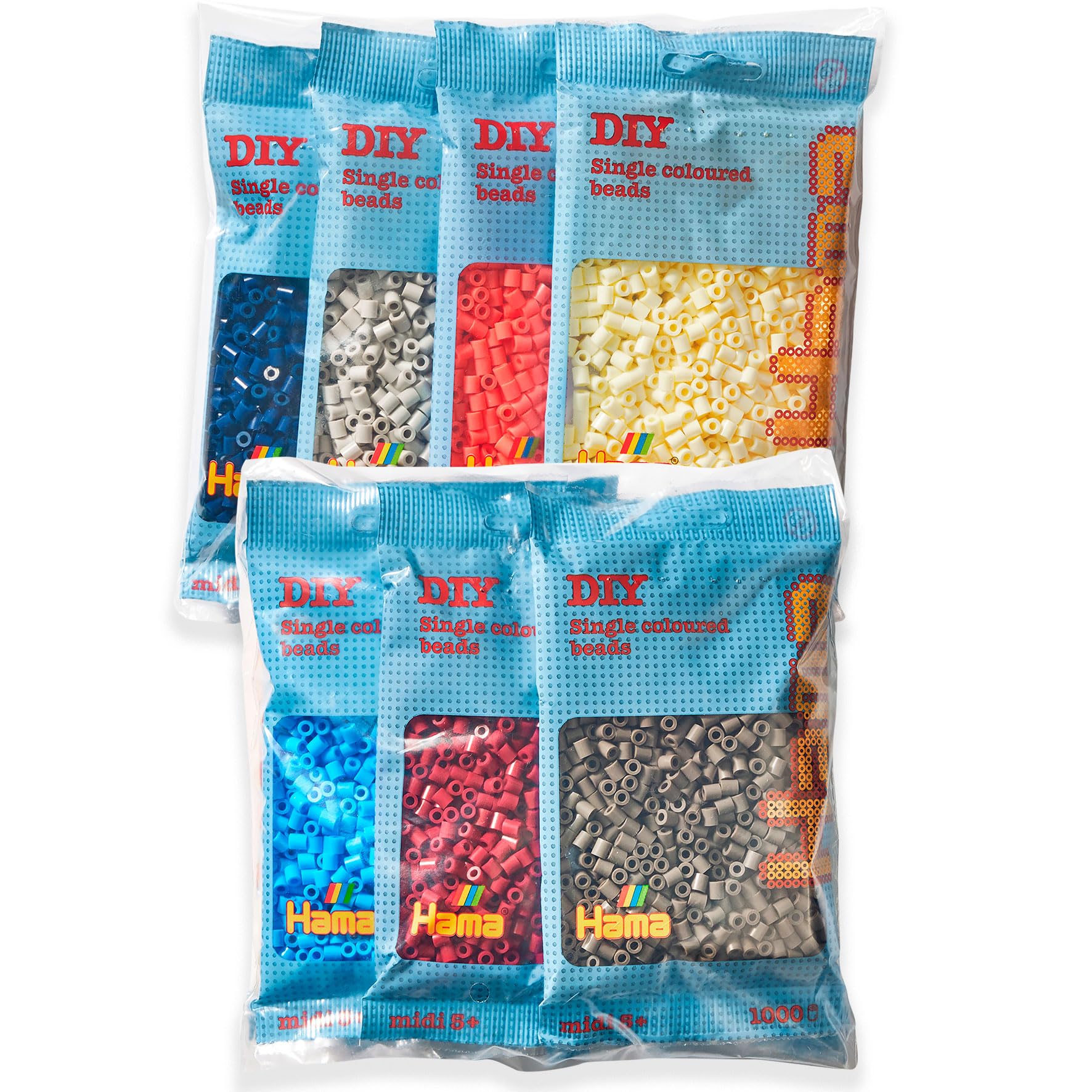 Hama Perles Midi 5 Mm – Sachet 7 000 Perles En 7 Couleurs Tendance – Bricolage Créatif – Dès 5 Ans – Sans BPA