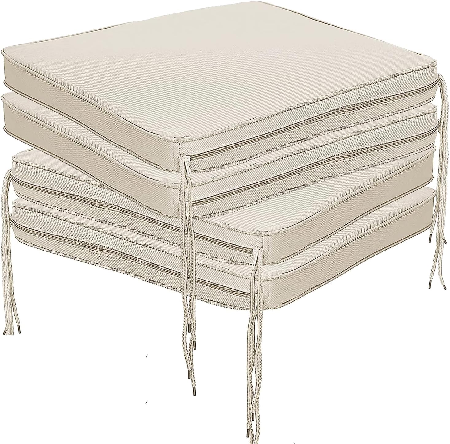 DURAFOAM Set of 4 Garden Chair Cushions with Ties Anti Slip Bottom