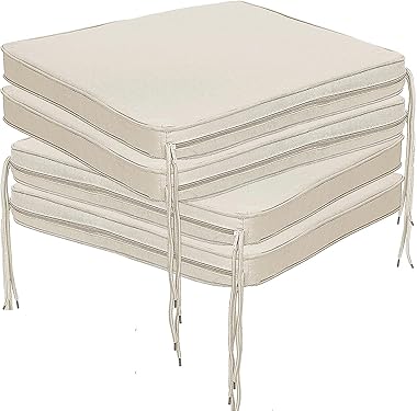 Brillars Set of 6 Dining Chairs Cushions with Ties, 40 x 40cm Indoor Outdoor for Garden and Kitchen Seat Pads Chair (Cream)