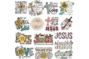 Christian Jesus Faith Stickers Iron on Vinyl Designs for T-Shirt or Bags Decorations (15PCS)