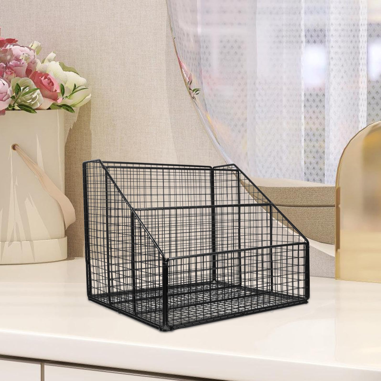 DOITOOL Porta Libri in Ferro Nero Design Aperto e Contemporaneo, Scaffale da Scrivania a Livelli per Organizzare Libri e Riviste in Casa o Soggiorno