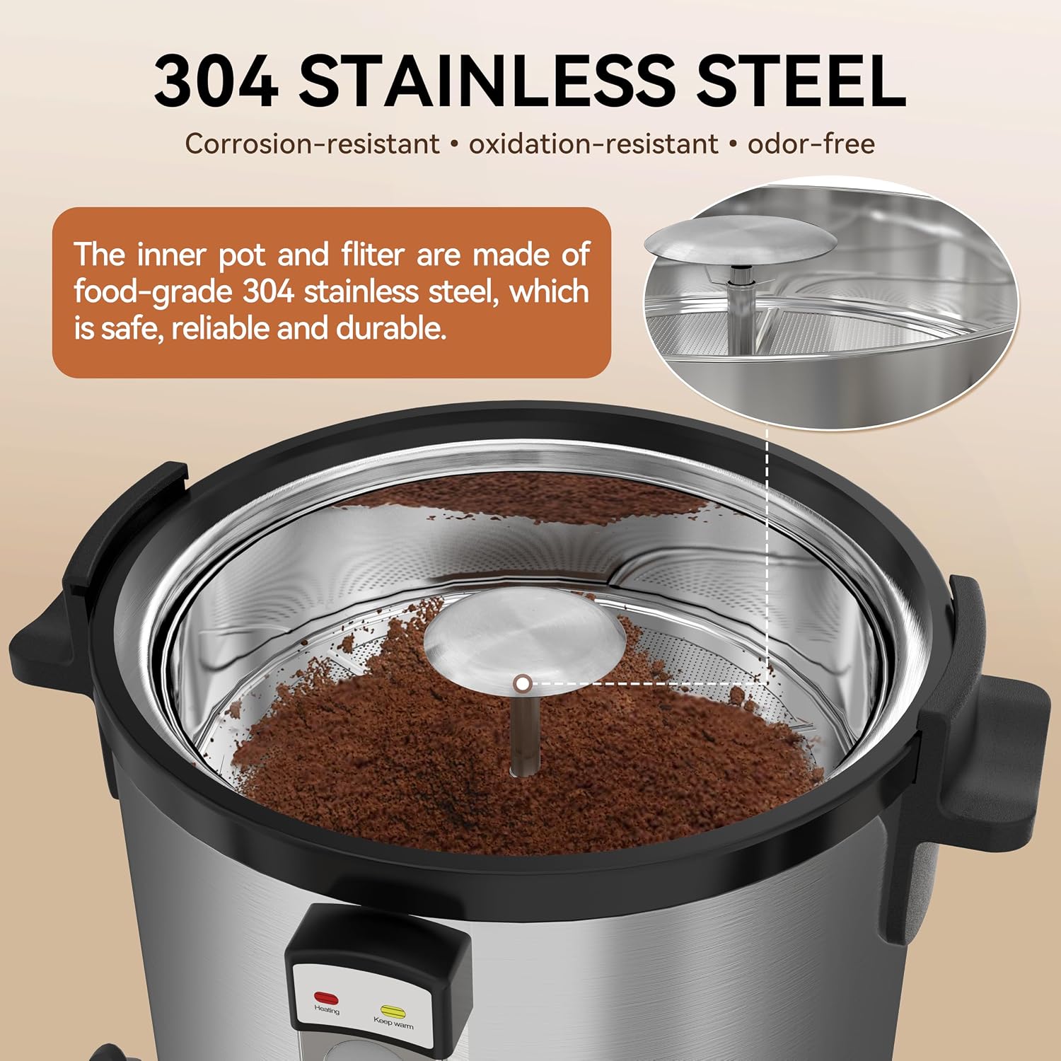 70 Cup Commercial Coffee Urn, 10.7L Electric Beverage Dispenser image 3