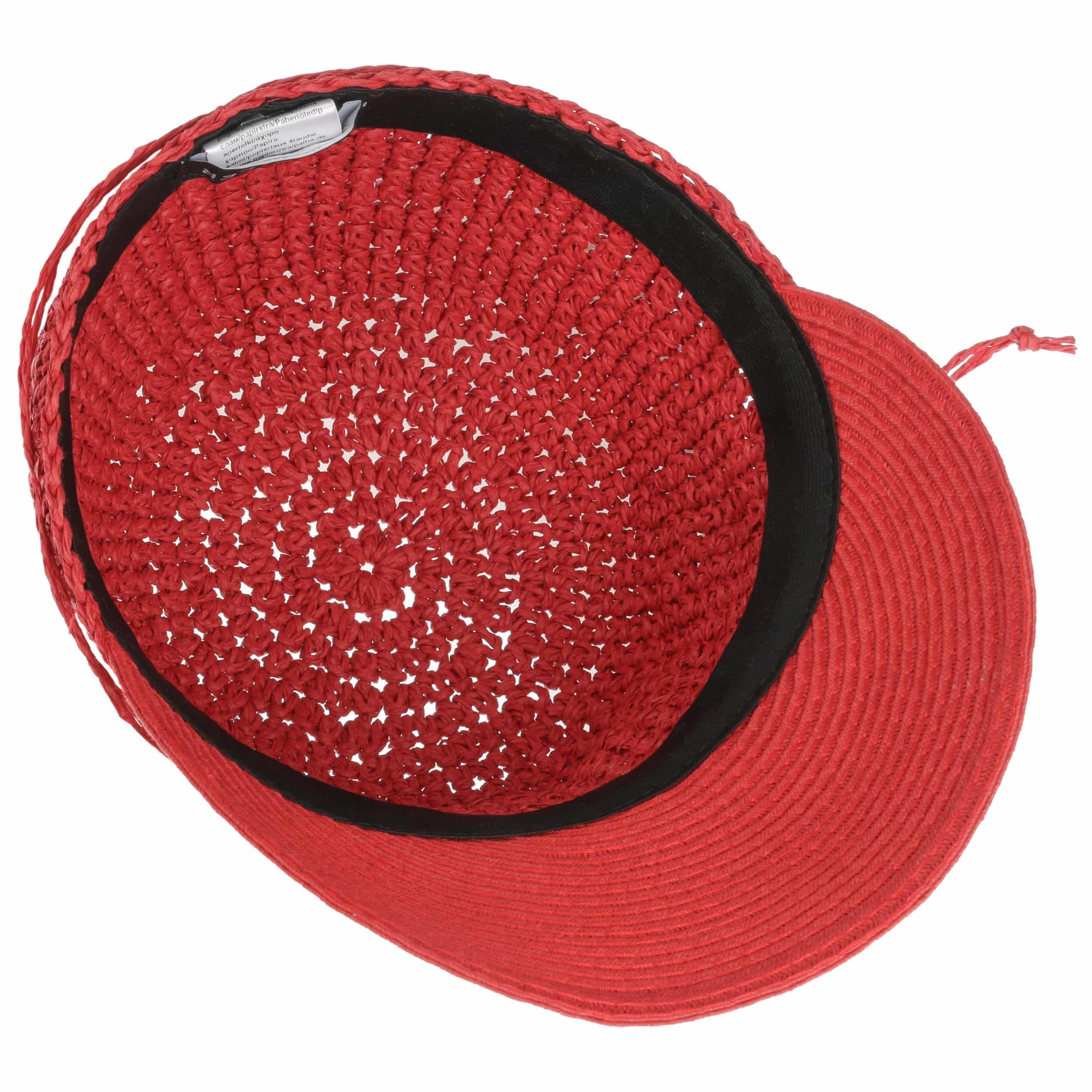 Seeberger Uni Rollable Crochet Cap Damencap Sommercap Sonnencap Sonnenvisor Strohcap Strandcap Damen - mit Schirm Sommer Frühling-Sommer