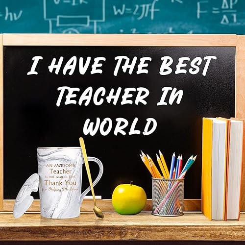 Miniatura 3 de Regalos para profesoras para mujeres, divertida taza de café de graduación con texto en inglés "Thank You Teacher", regalos para profesores nuevos
