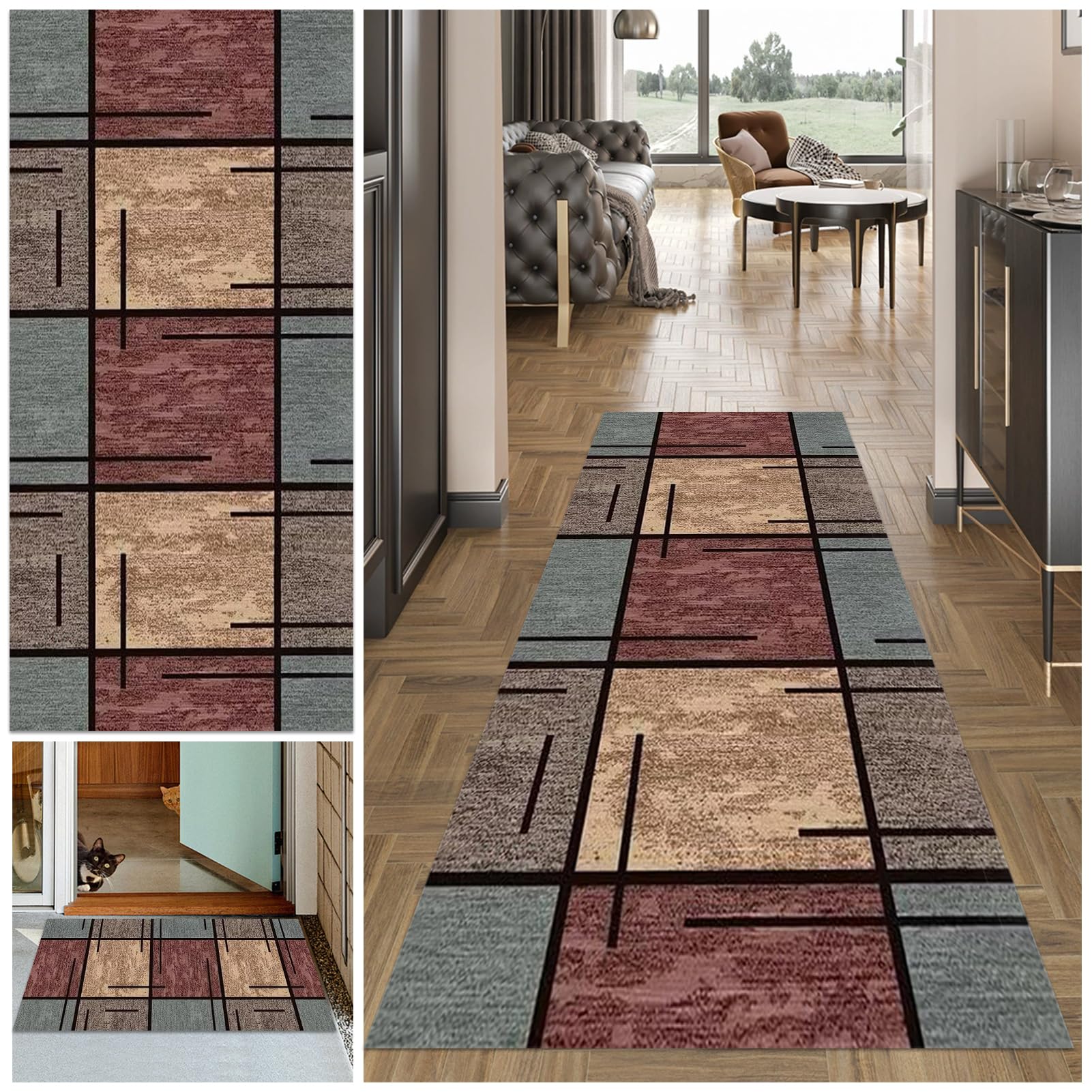 Carpet Runners for Hallways 40 x 140 cm Non Slip Carpet Runner Absorbent Carpet Floor Mat Machine Washable Kitchen Runner Rug Long Hallway Hall Runner Narrow Rugs Area Rug Runner Rug for Hallway
