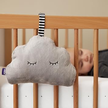 SnuzCloud Baby Sleep Aid - White Noise Machine with Night Light, Sound Machine with Heartbeat, Lullaby, Waterfall & Pink Noise, Adjustable Volume, Soft & Portable, Essential Baby Shower Gifts, Grey