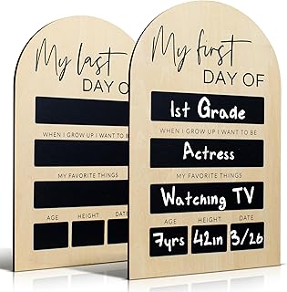 Beautiful Wooden First and Last Day of School Board Sign - Modern and Large Back to School Sign for Lasting Memories - Perfect 11.8" x 7.1" Wooden Chalkboard Photo Prop for Kindergarten