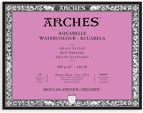 Miniatura 9 de Bloque de papel de acuarela Arches, prensado en frío, 9 x 12 pulgadas, 140 libras