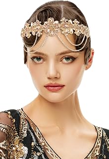 1920s Flapper Headpiece Roaring 20s Headband Great Gatsby Headband Chain for Women Vintage Hair Accessory