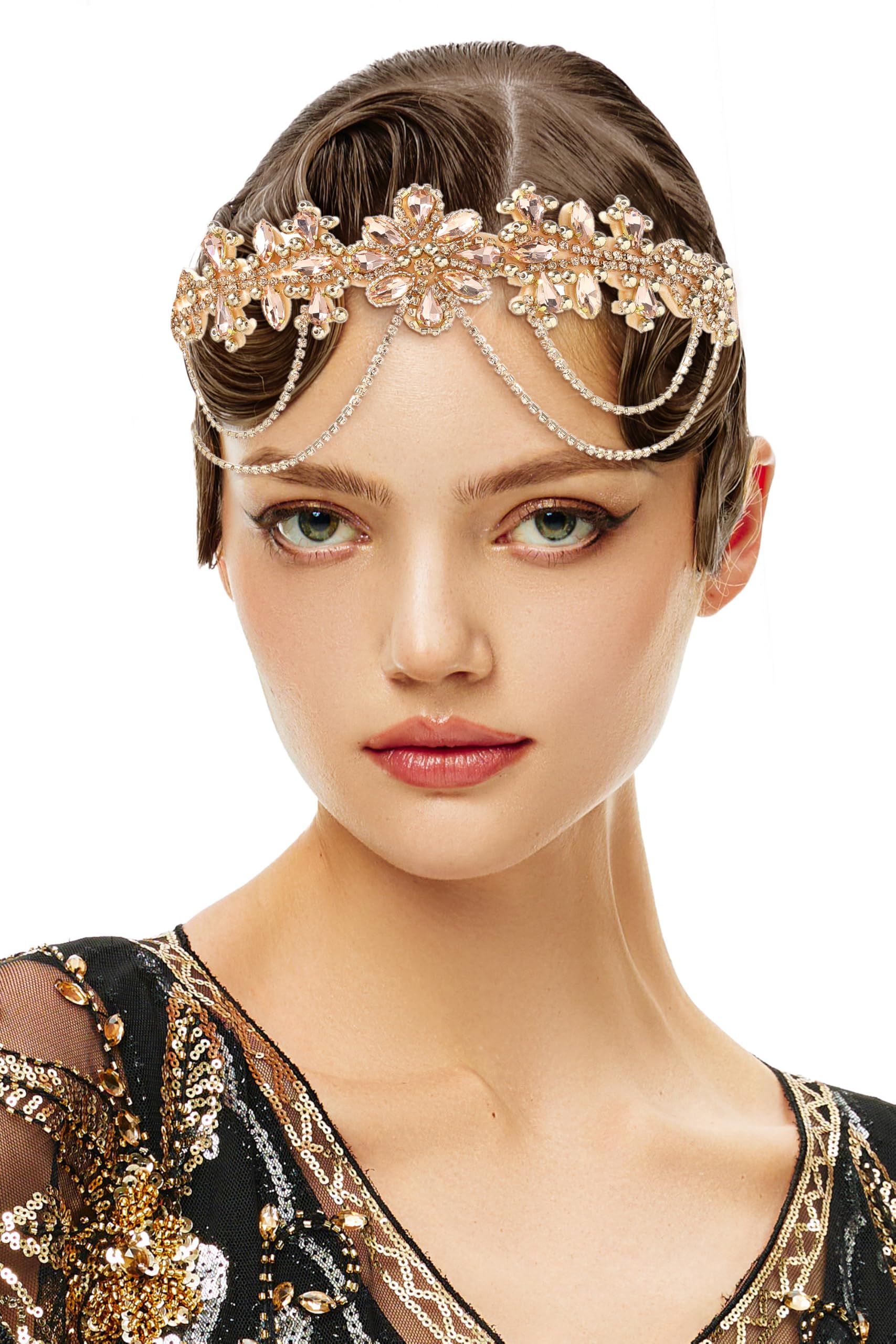 Flapper Kopfschmuck Mit Schwarzen Federn & Strass – Gatsby Style Haarspange Für Parties