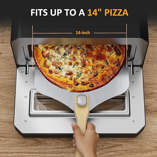 Miniatura 6 de Horno de pizza para interiores y exteriores calienta hasta 750 , hasta 12 "Máquina de pizza eléctrica de encimera con 6 preajustes, perilla de